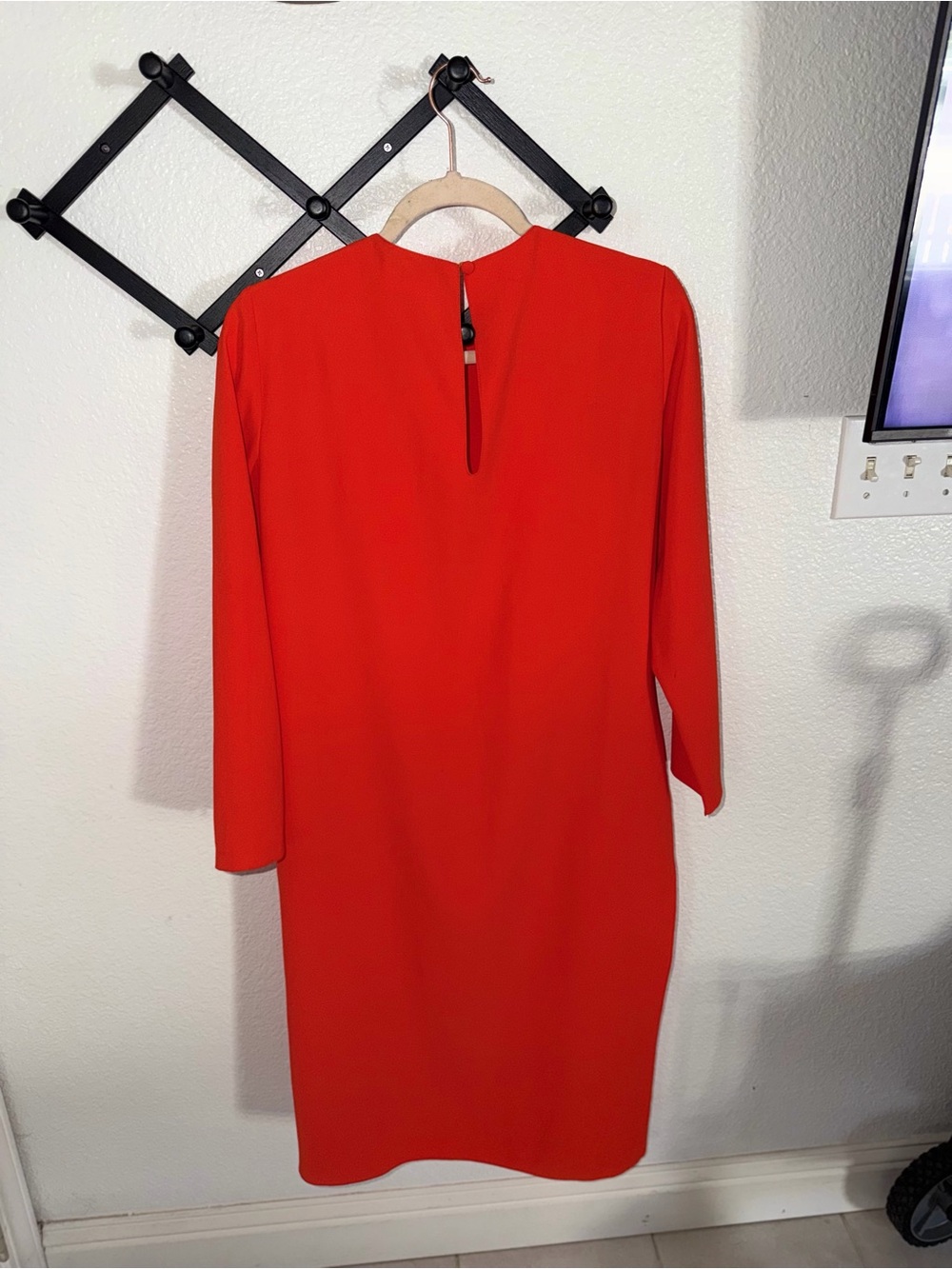 ZARA Women’s Large Red Asymmetrical Mini Dress Long Sleeve Cocktail Party Dress - Picture 3 of 4